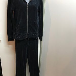 Daisy & Max two piece black velour warm up suit
